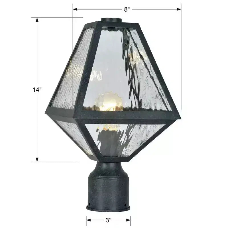 Crystorama Lighting Glacier 1 - Light Post Light in Black Charcoal