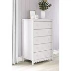 Signature Design by Ashley Hallityn 5 Drawer Tall Dresser, White