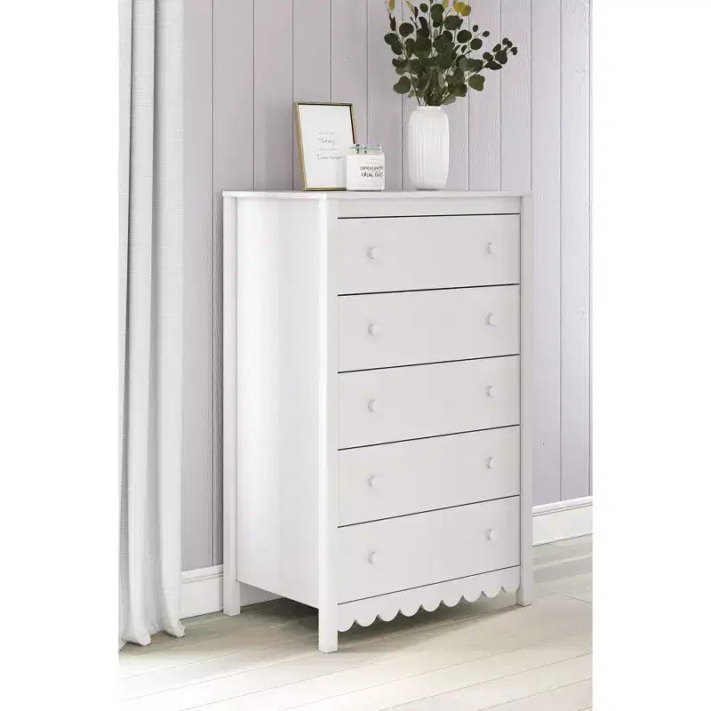 Signature Design by Ashley Hallityn 5 Drawer Tall Dresser, White