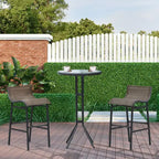 Outsunny 3 Piece Bar Height Outdoor Bistro Set for 2, Round Patio Pub Table 2 Bar Chairs with Comfortable Design & Durable Build