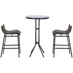 Outsunny 3 Piece Bar Height Outdoor Bistro Set for 2, Round Patio Pub Table 2 Bar Chairs with Comfortable Design & Durable Build