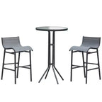Outsunny 3 Piece Bar Height Outdoor Bistro Set for 2, Round Patio Pub Table 2 Bar Chairs with Comfortable Design & Durable Build