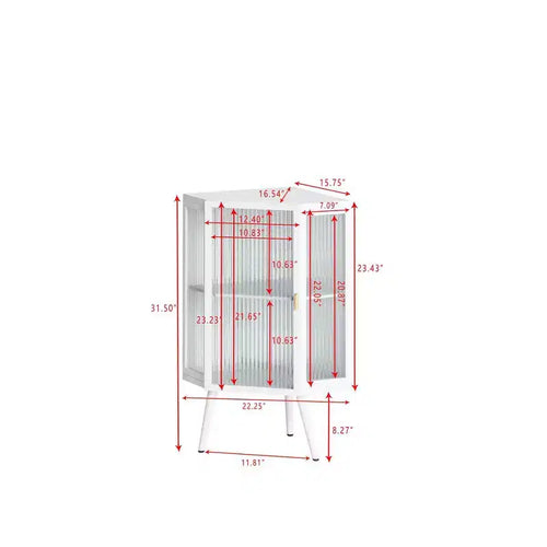 22.25 Inch Floor Coner Cabinet With Tempered Glass Door And Adjustable Shelf For Bathroom, Living Room, Bedroom, Home