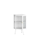 22.25 Inch Floor Coner Cabinet With Tempered Glass Door And Adjustable Shelf For Bathroom, Living Room, Bedroom, Home
