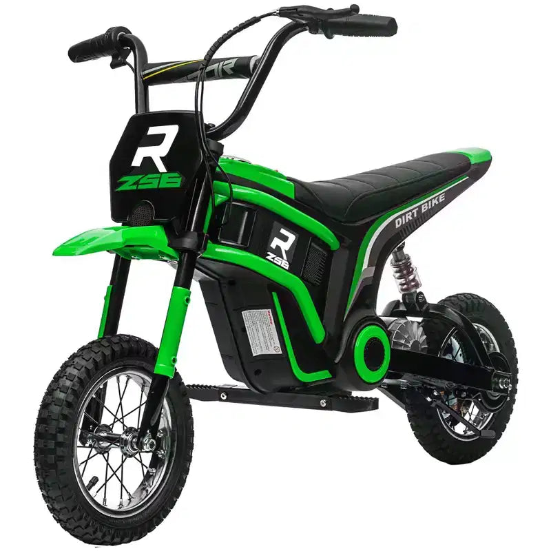 Aosom Electric Dirt Bike with Twist Grip Throttle, 24V 350W Electric Motorcycle Up to 15 MPH with Music Horn, Rear Suspension, for 13+ Years