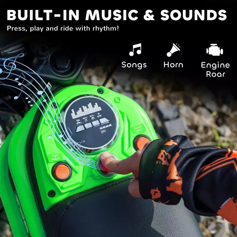Aosom Electric Dirt Bike with Twist Grip Throttle, 24V 350W Electric Motorcycle Up to 15 MPH with Music Horn, Rear Suspension, for 13+ Years