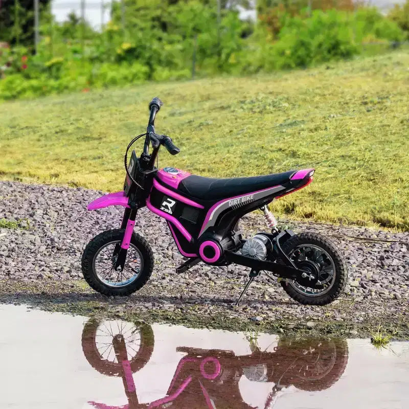 Aosom Electric Dirt Bike with Twist Grip Throttle, 24V 350W Electric Motorcycle Up to 15 MPH with Music Horn, Rear Suspension, for 13+ Years