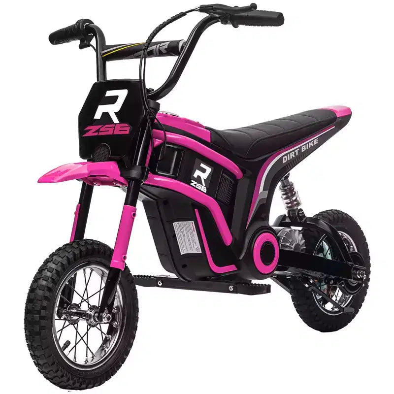 Aosom Electric Dirt Bike with Twist Grip Throttle, 24V 350W Electric Motorcycle Up to 15 MPH with Music Horn, Rear Suspension, for 13+ Years