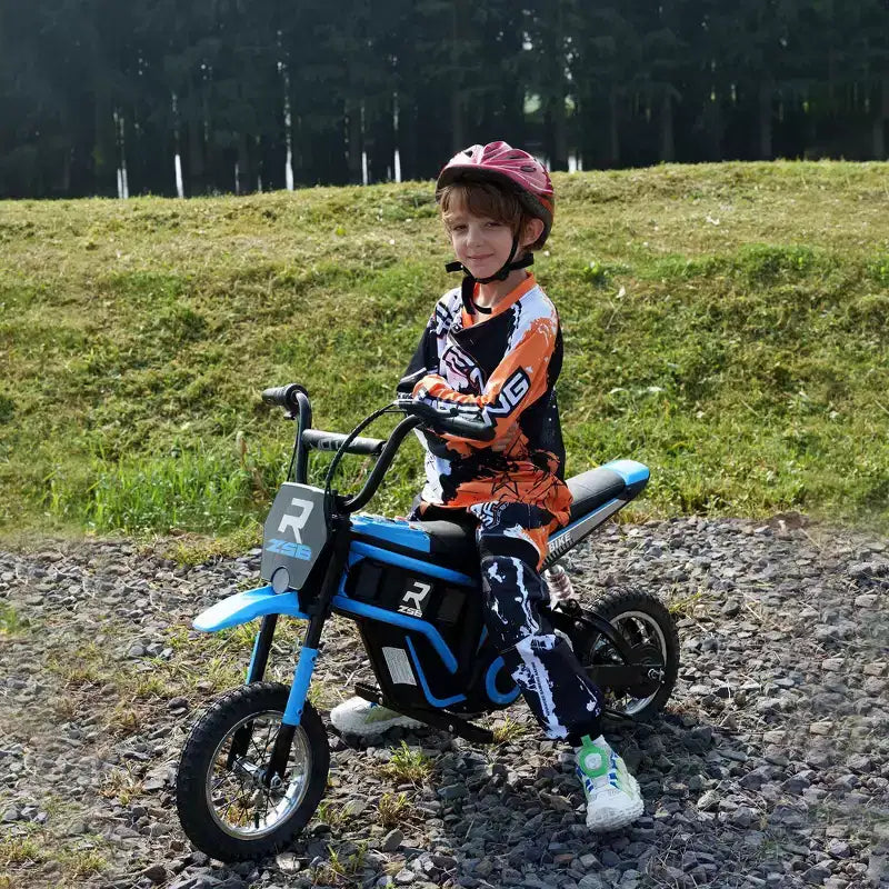 Aosom Electric Dirt Bike with Twist Grip Throttle, 24V 350W Electric Motorcycle Up to 15 MPH with Music Horn, Rear Suspension, for 13+ Years