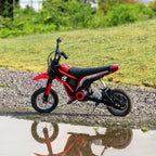 Aosom Electric Dirt Bike with Twist Grip Throttle, 24V 350W Electric Motorcycle Up to 15 MPH with Music Horn, Rear Suspension, for 13+ Years