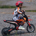 Aosom Electric Dirt Bike with Twist Grip Throttle, 24V 350W Electric Motorcycle Up to 15 MPH with Music Horn, Rear Suspension, for 13+ Years