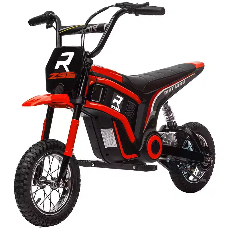 Aosom Electric Dirt Bike with Twist Grip Throttle, 24V 350W Electric Motorcycle Up to 15 MPH with Music Horn, Rear Suspension, for 13+ Years