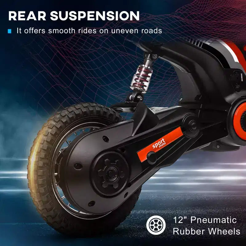 Aosom Electric Dirt Bike with Twist Grip Throttle, 24V 350W Electric Motorcycle Up to 15 MPH with Music Horn, Rear Suspension, for 13+ Years