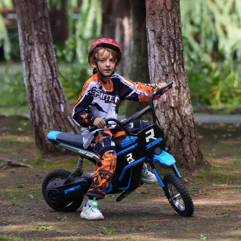 Aosom Electric Dirt Bike with Twist Grip Throttle, 24V 350W Electric Motorcycle Up to 15 MPH with Music Horn, Rear Suspension, for 13+ Years