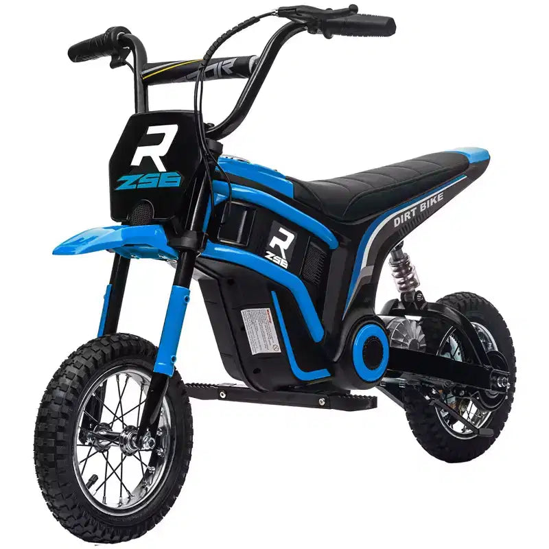 Aosom Electric Dirt Bike with Twist Grip Throttle, 24V 350W Electric Motorcycle Up to 15 MPH with Music Horn, Rear Suspension, for 13+ Years