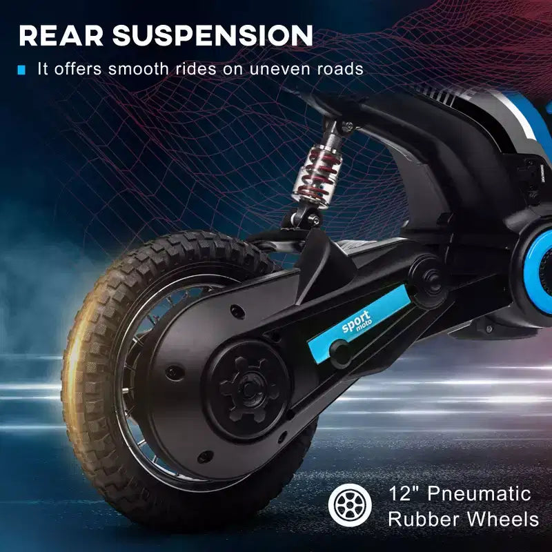 Aosom Electric Dirt Bike with Twist Grip Throttle, 24V 350W Electric Motorcycle Up to 15 MPH with Music Horn, Rear Suspension, for 13+ Years