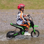 Aosom Electric Dirt Bike with Twist Grip Throttle, 24V 350W Electric Motorcycle Up to 15 MPH with Music Horn, Rear Suspension, for 13+ Years