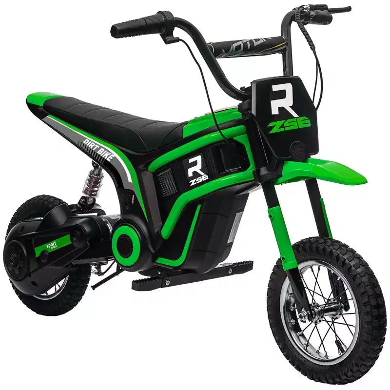 Aosom Electric Dirt Bike with Twist Grip Throttle, 24V 350W Electric Motorcycle Up to 15 MPH with Music Horn, Rear Suspension, for 13+ Years