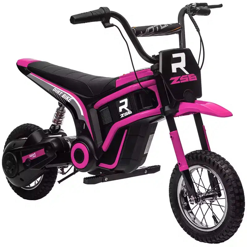 Aosom Electric Dirt Bike with Twist Grip Throttle, 24V 350W Electric Motorcycle Up to 15 MPH with Music Horn, Rear Suspension, for 13+ Years
