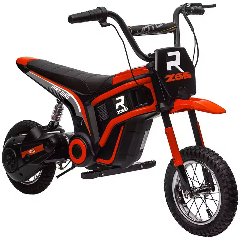 Aosom Electric Dirt Bike with Twist Grip Throttle, 24V 350W Electric Motorcycle Up to 15 MPH with Music Horn, Rear Suspension, for 13+ Years