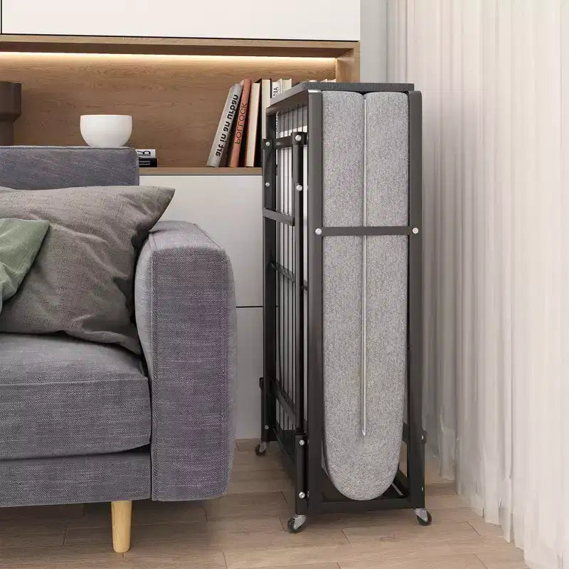 Folding Bed With Mattress, Portable Guest Beds With 4 Wheels, 4 Foam Mattress & Metal Frame, Space Saving Cot Size Roll way Bed For Home Guest Room