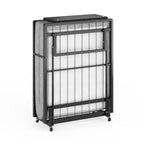 Folding Bed With Mattress, Portable Guest Beds With 4 Wheels, 4 Foam Mattress & Metal Frame, Space Saving Cot Size Roll way Bed For Home Guest Room