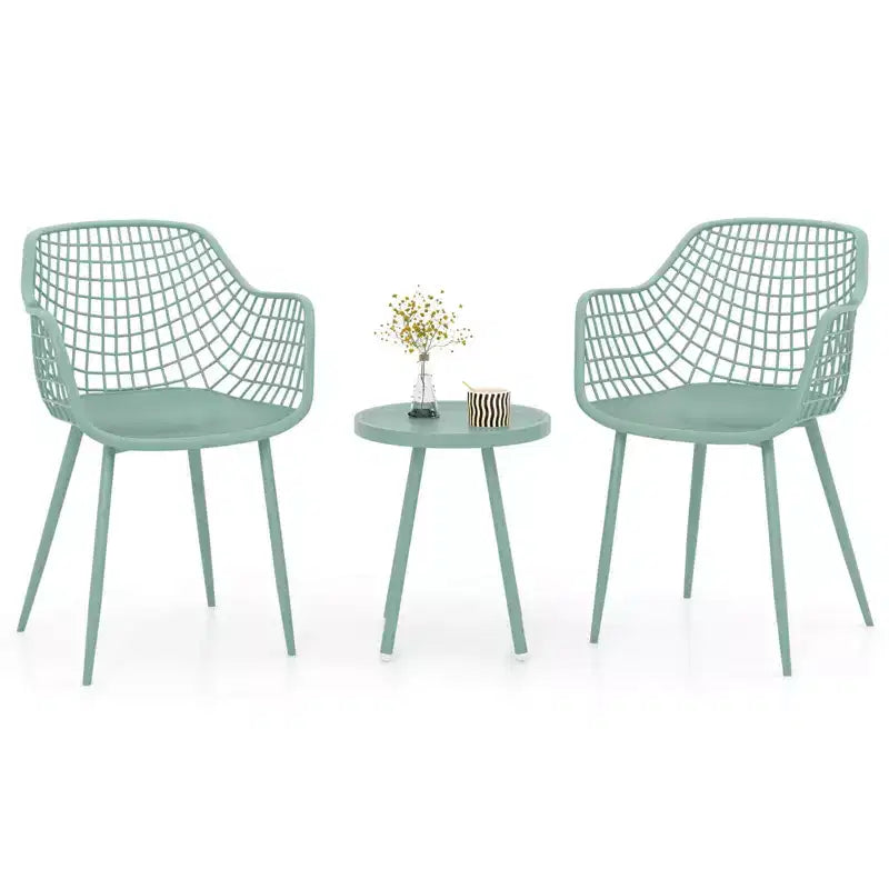 Costway 3 Piece Patio Bistro Set All Weather Heavy Duty Table and Chairs Set of 2 Black/Yellow