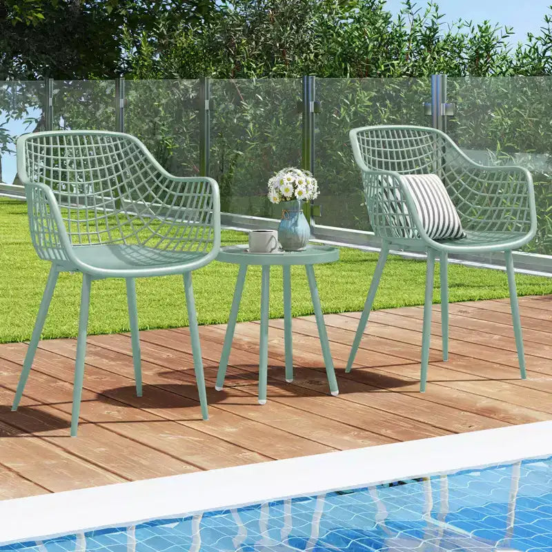 Costway 3 Piece Patio Bistro Set All Weather Heavy Duty Table and Chairs Set of 2 Black/Yellow