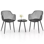 Costway 3 Piece Patio Bistro Set All Weather Heavy Duty Table and Chairs Set of 2 Black/Yellow