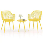 Costway 3 Piece Patio Bistro Set All Weather Heavy Duty Table and Chairs Set of 2 Black/Yellow