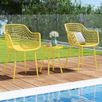 Costway 3 Piece Patio Bistro Set All Weather Heavy Duty Table and Chairs Set of 2 Black/Yellow