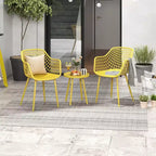 Costway 3 Piece Patio Bistro Set All Weather Heavy Duty Table and Chairs Set of 2 Black/Yellow