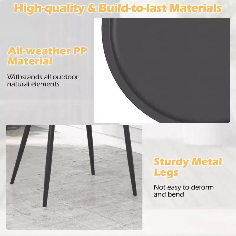 Costway 3 Piece Patio Bistro Set All Weather Heavy Duty Table and Chairs Set of 2 Black/Yellow
