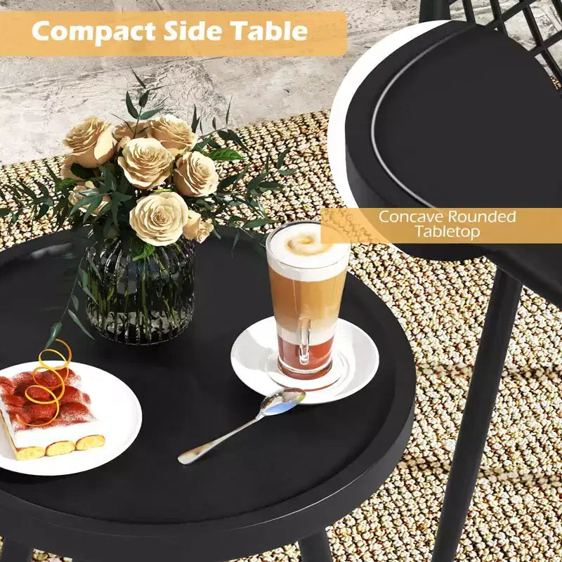 Costway 3 Piece Patio Bistro Set All Weather Heavy Duty Table and Chairs Set of 2 Black/Yellow