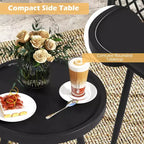 Costway 3 Piece Patio Bistro Set All Weather Heavy Duty Table and Chairs Set of 2 Black/Yellow