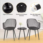 Costway 3 Piece Patio Bistro Set All Weather Heavy Duty Table and Chairs Set of 2 Black/Yellow