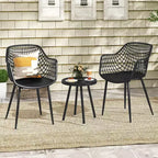 Costway 3 Piece Patio Bistro Set All Weather Heavy Duty Table and Chairs Set of 2 Black/Yellow