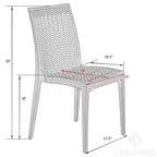 LeisureMod Mace 5-Piece Mid-Century Modern Outdoor Bistro Set - White Round Table with 4 Stackable Chairs