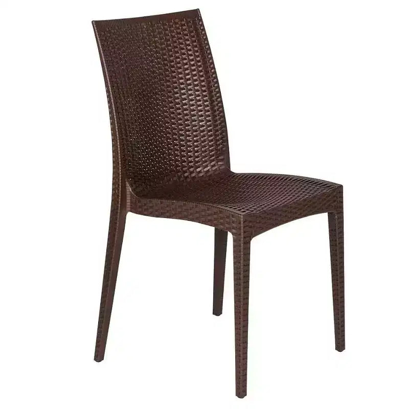 LeisureMod Mace 3-Piece Mid-Century Modern Outdoor Bistro Set - White Round Table with 2 Stackable Chairs