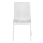 LeisureMod Mace 3-Piece Mid-Century Modern Outdoor Bistro Set - White Round Table with 2 Stackable Chairs