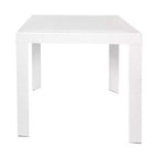 LeisureMod Mace 3-Piece Mid-Century Modern Outdoor Bistro Set - White Round Table with 2 Stackable Chairs