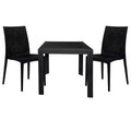 LeisureMod Mace 3-Piece Mid-Century Modern Outdoor Bistro Set - White Round Table with 2 Stackable Chairs