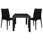 LeisureMod Mace 3-Piece Mid-Century Modern Outdoor Bistro Set - White Round Table with 2 Stackable Chairs