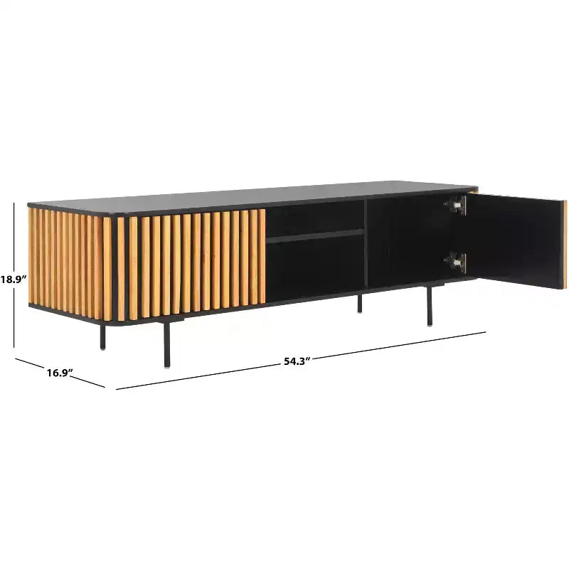 Anahi 2 Door 2 Shelf Media Stand - MED1501 - Black/Natural - Safavieh