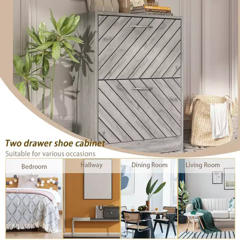 Famapy Entryway Shoe Cabinet With Flipped 2 Drawers