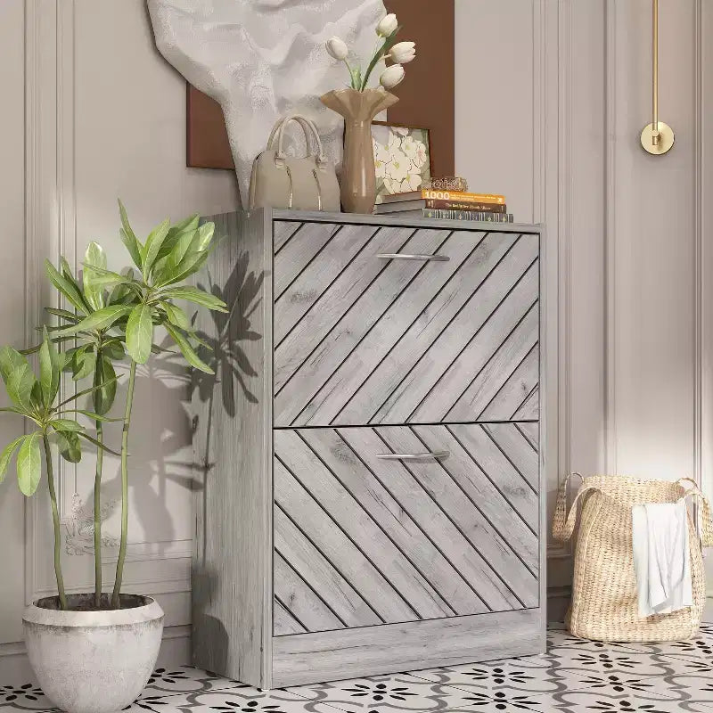Famapy Entryway Shoe Cabinet With Flipped 2 Drawers