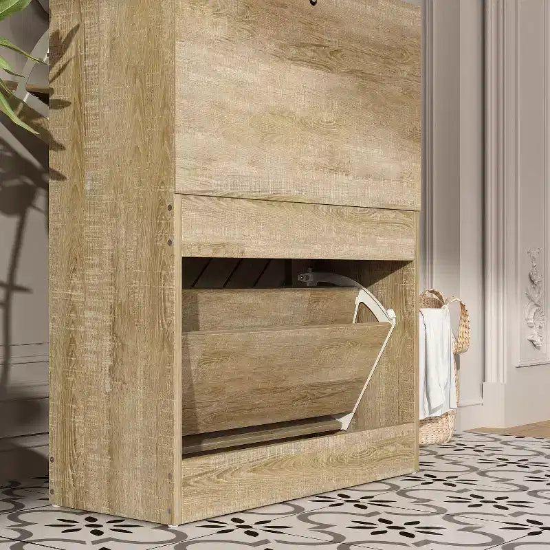 Famapy Entryway Shoe Cabinet With Flipped 2 Drawers