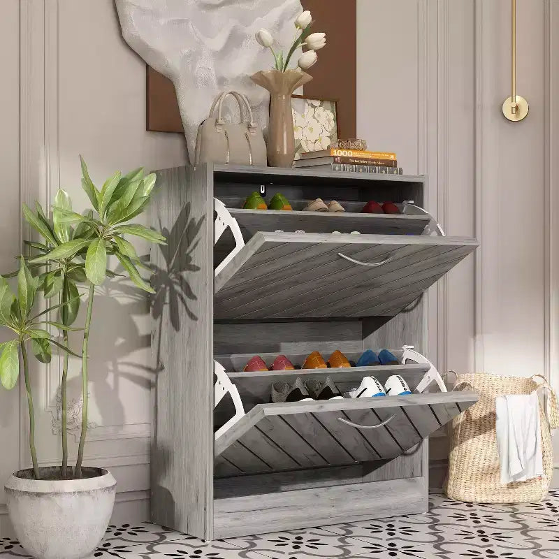 Famapy Entryway Shoe Cabinet With Flipped 2 Drawers