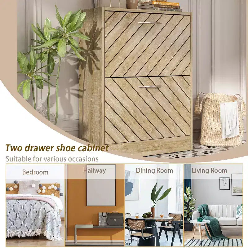 Famapy Entryway Shoe Cabinet With Flipped 2 Drawers