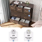 Crestlive Products 9-Drawer Extra Wide Fabric Dresser for Bedroom Clothes Storage Tower with Sturdy Steel Frame Wood Top Easy Pull Bins Wood Handles